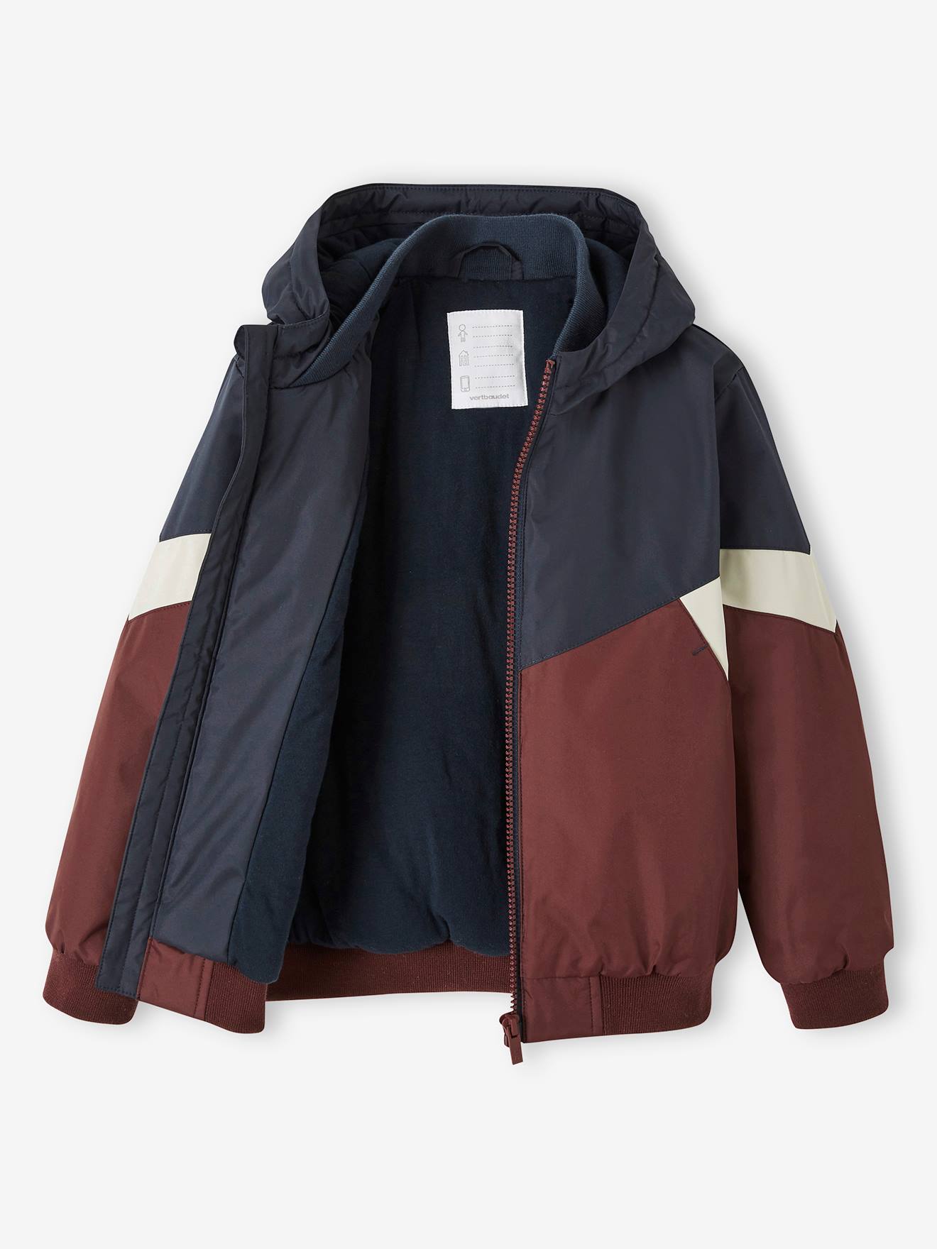 Vertbaudet Jungen Windjacke, Wattierung Recycling-Polyester - bordeaux