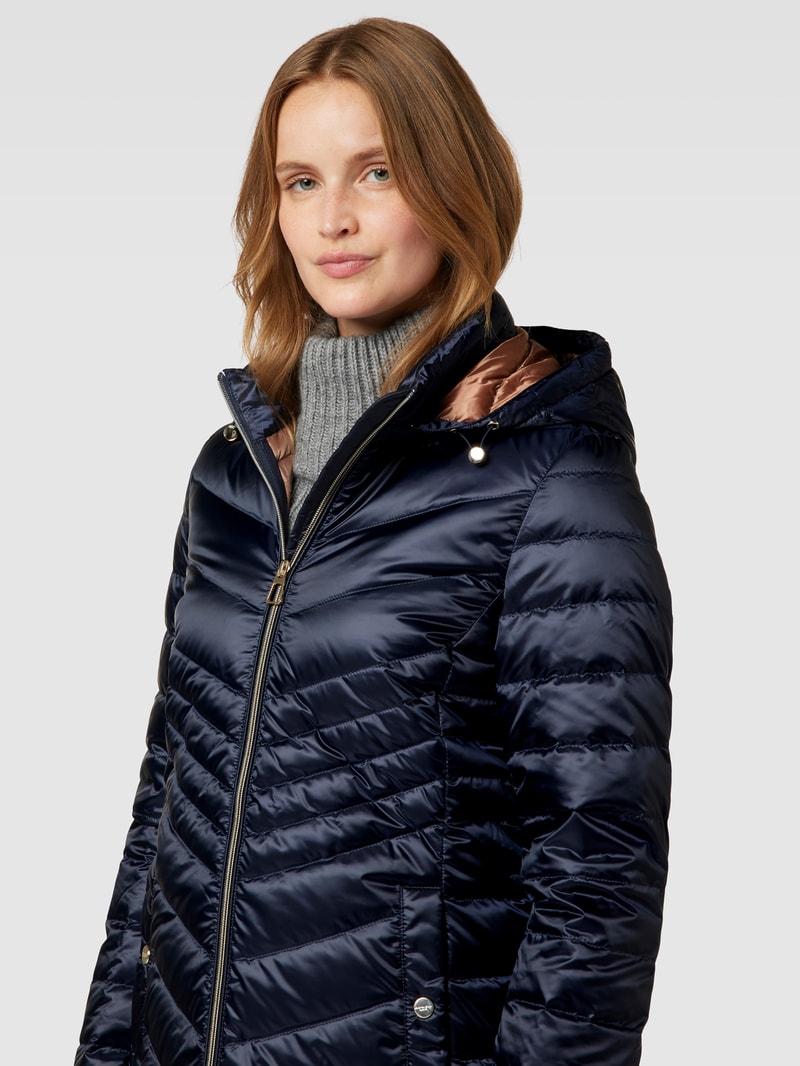 Daunenjacke mit Kapuze in dunkelblau