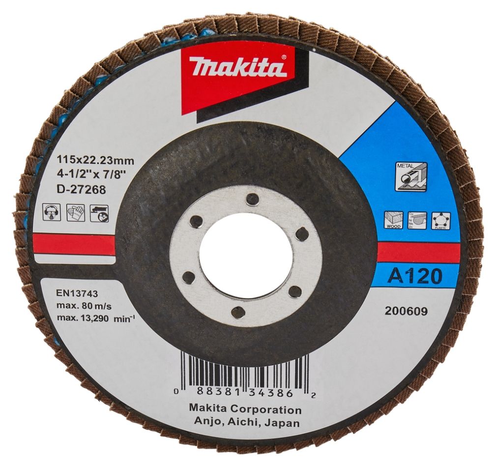 Disco de lixa flap Makita D-27268 115mm A120