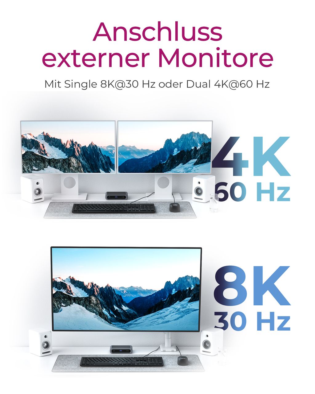 ICY BOX IB-HUB801-TB4, Thunderbolt™ 4 Hub mit 4 Ports und bis zu 8K@30 Hz Videoausgang