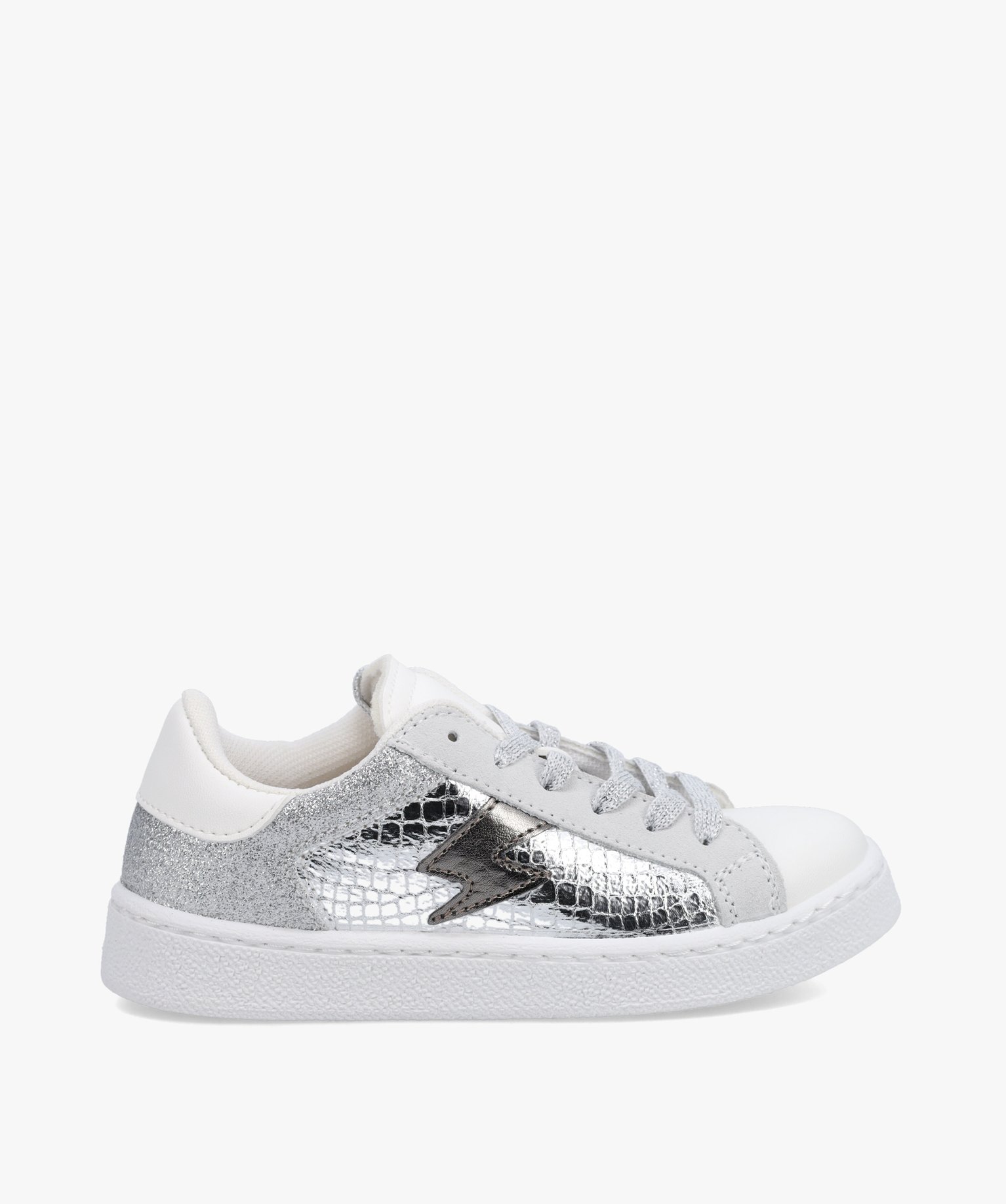 Baskets fille à détails pailletés et métallisés argent | GEMO