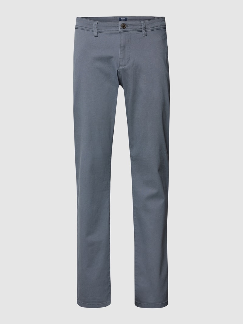 Stoffhose mit seitlichen Eingrifftaschen in marineblau