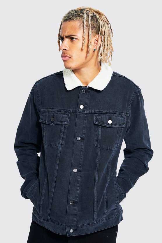 Tall Jeansjacke mit Borg-Kragen
