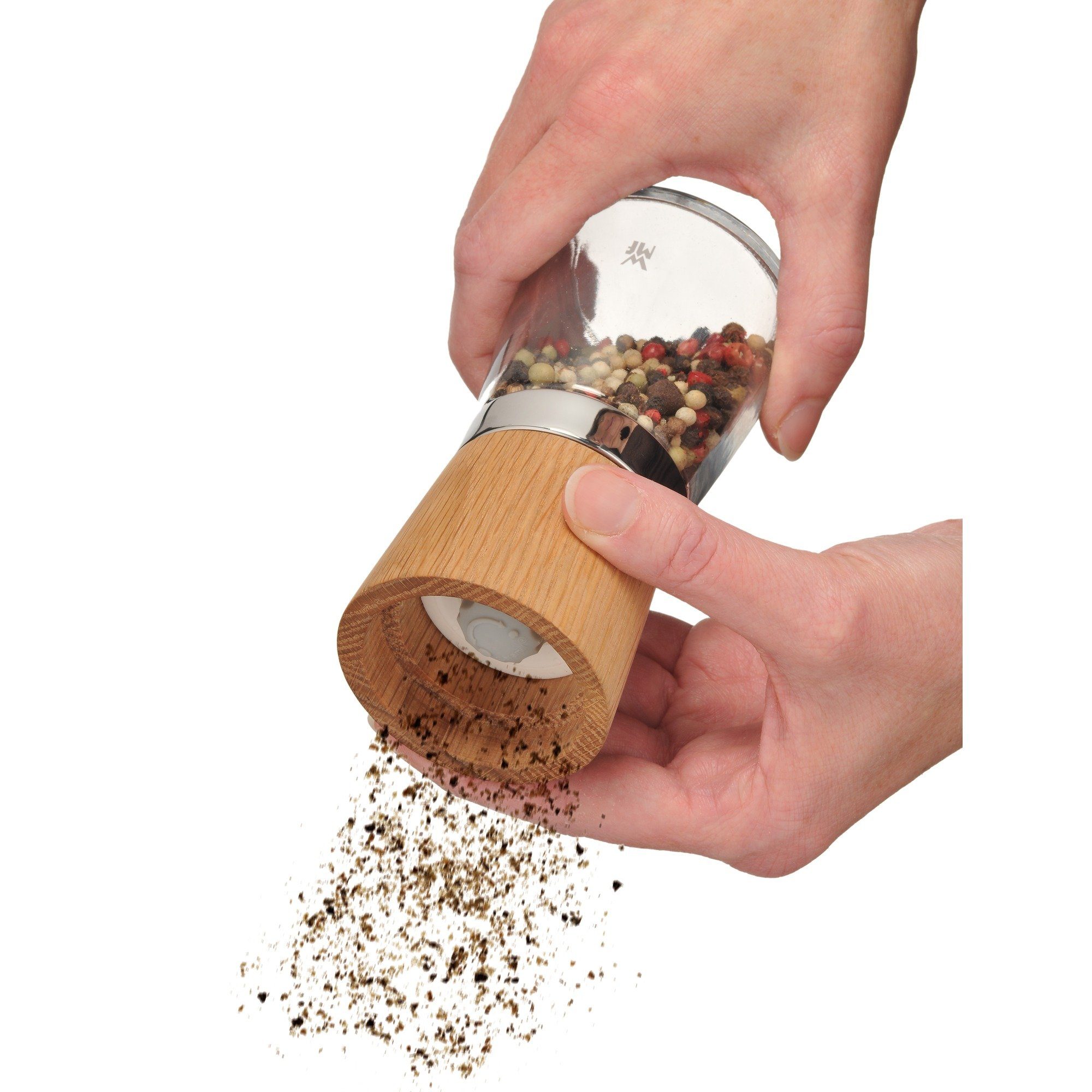 WMF Gewürzmühle Ceramill Nature, (1 Stück), Salzmühle, Pfeffermühle Holz, Keramikmahlwerk