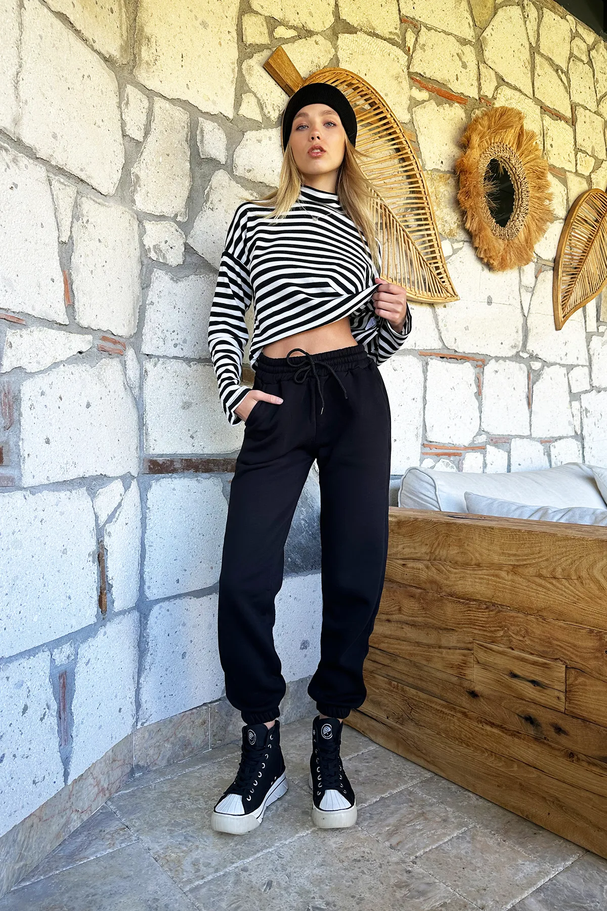Trend Alaçatı Stili  Jogginghose - Schwarz - Slim