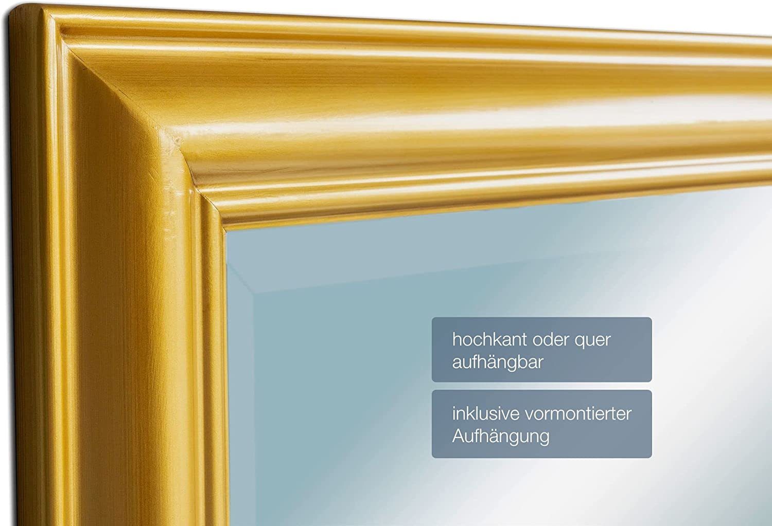 dasmöbelwerk Wandspiegel LC Home Wandspiegel Gold 180 x 80 cm Landhaus-Stil mit Facettenschliff