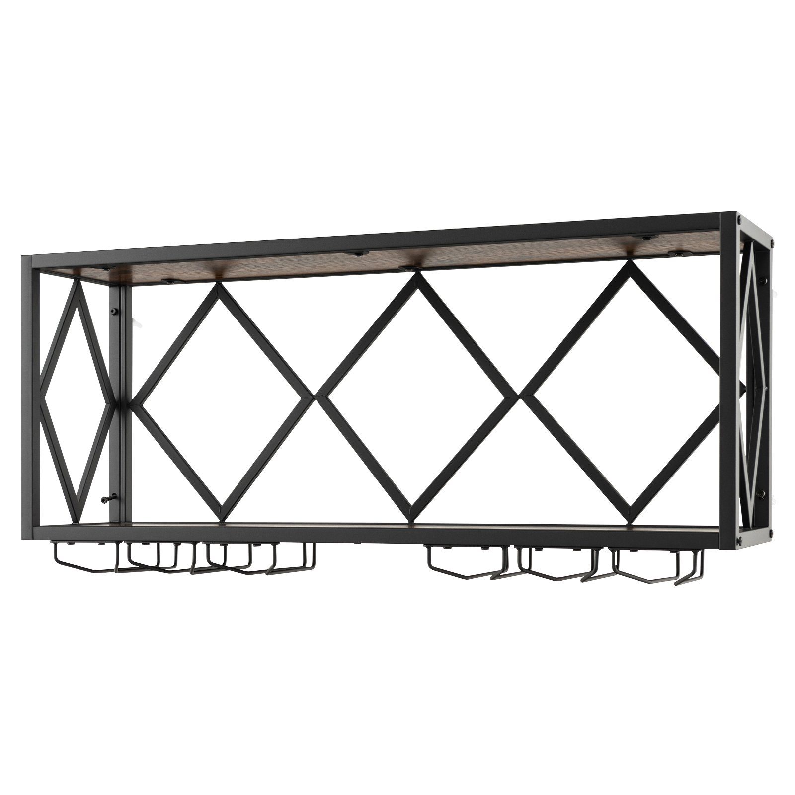 COSTWAY Weinregal, Wand, 2 Ebenen, Metall, 39 Flaschen&12 Gläser, 100x25x45cm