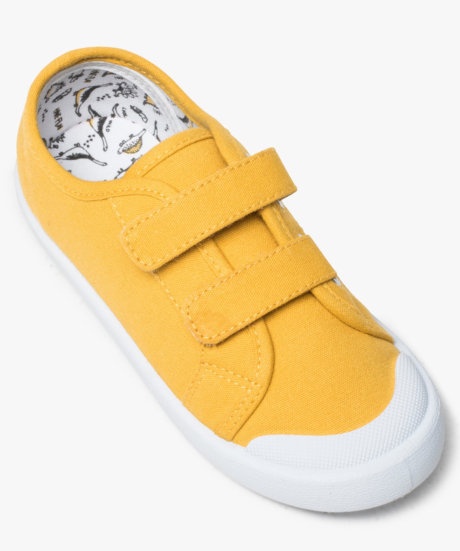 Baskets Garçon en toile unie à bout renforcé et scratchs jaune | GEMO