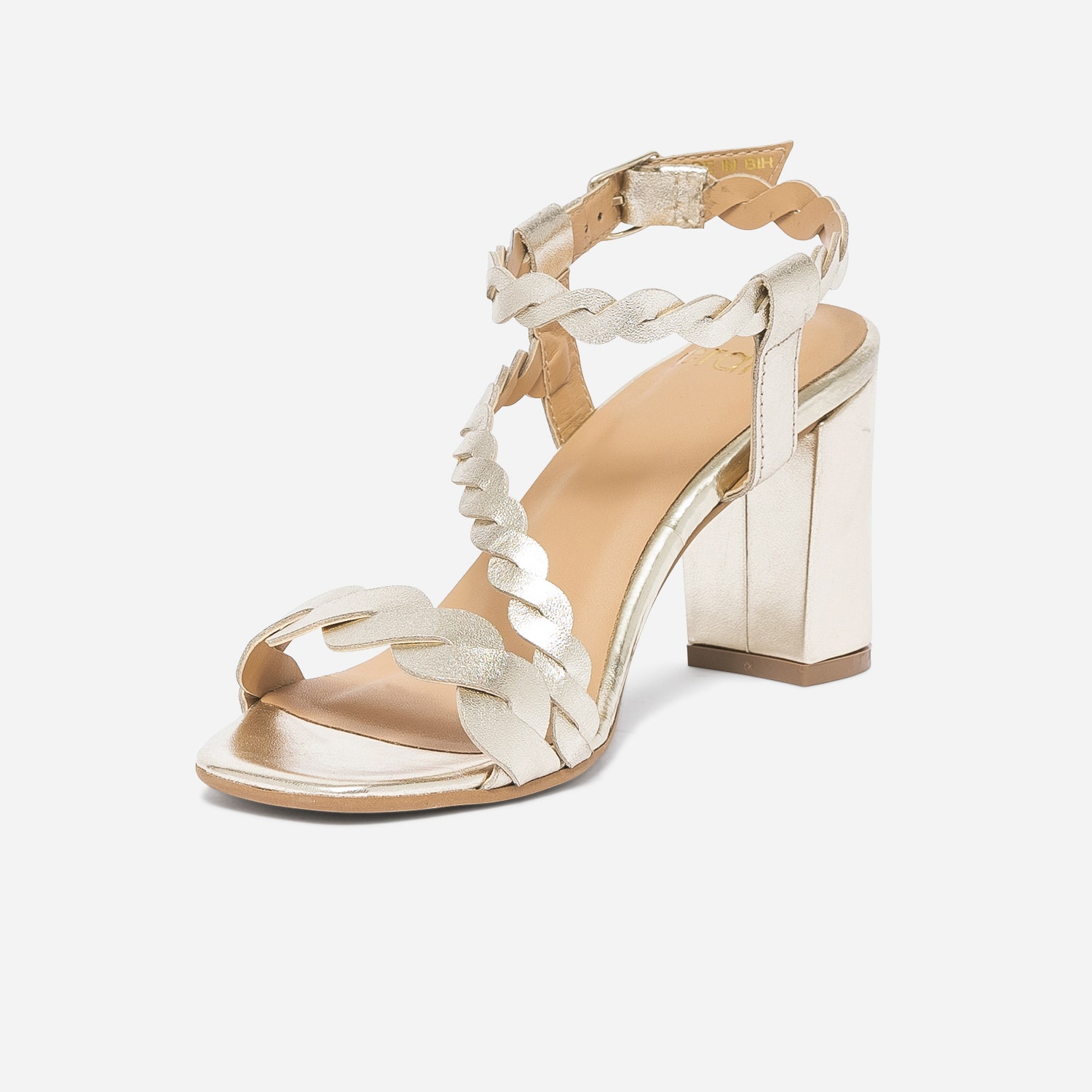 Sandale dorée en cuir