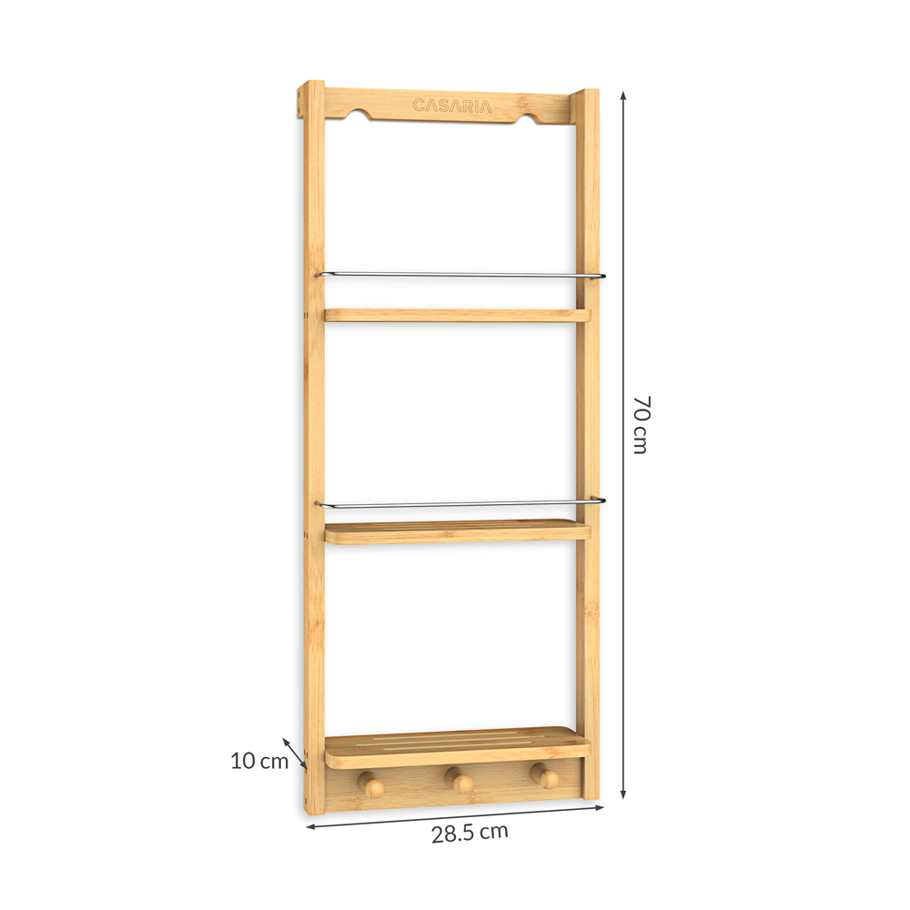 Casaria Duschregal Bambus 3 Fächer 70 x 28,5 x 10cm braun