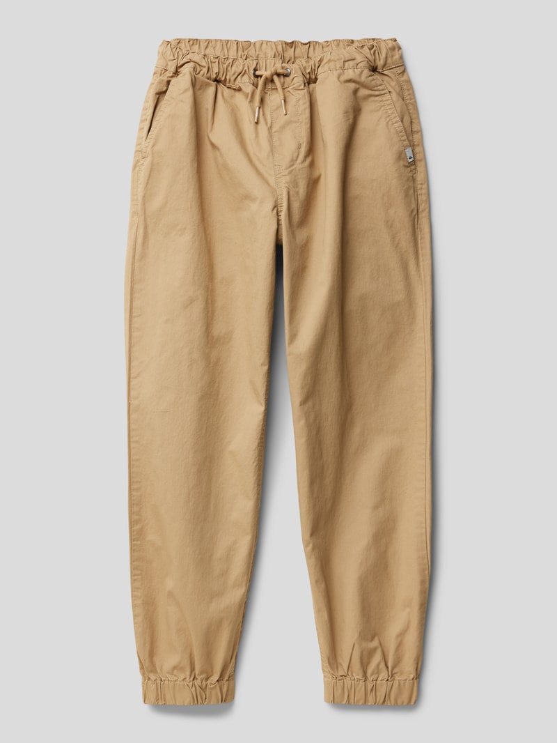 Stoffhose mit elastischen Abschlüssen in camel