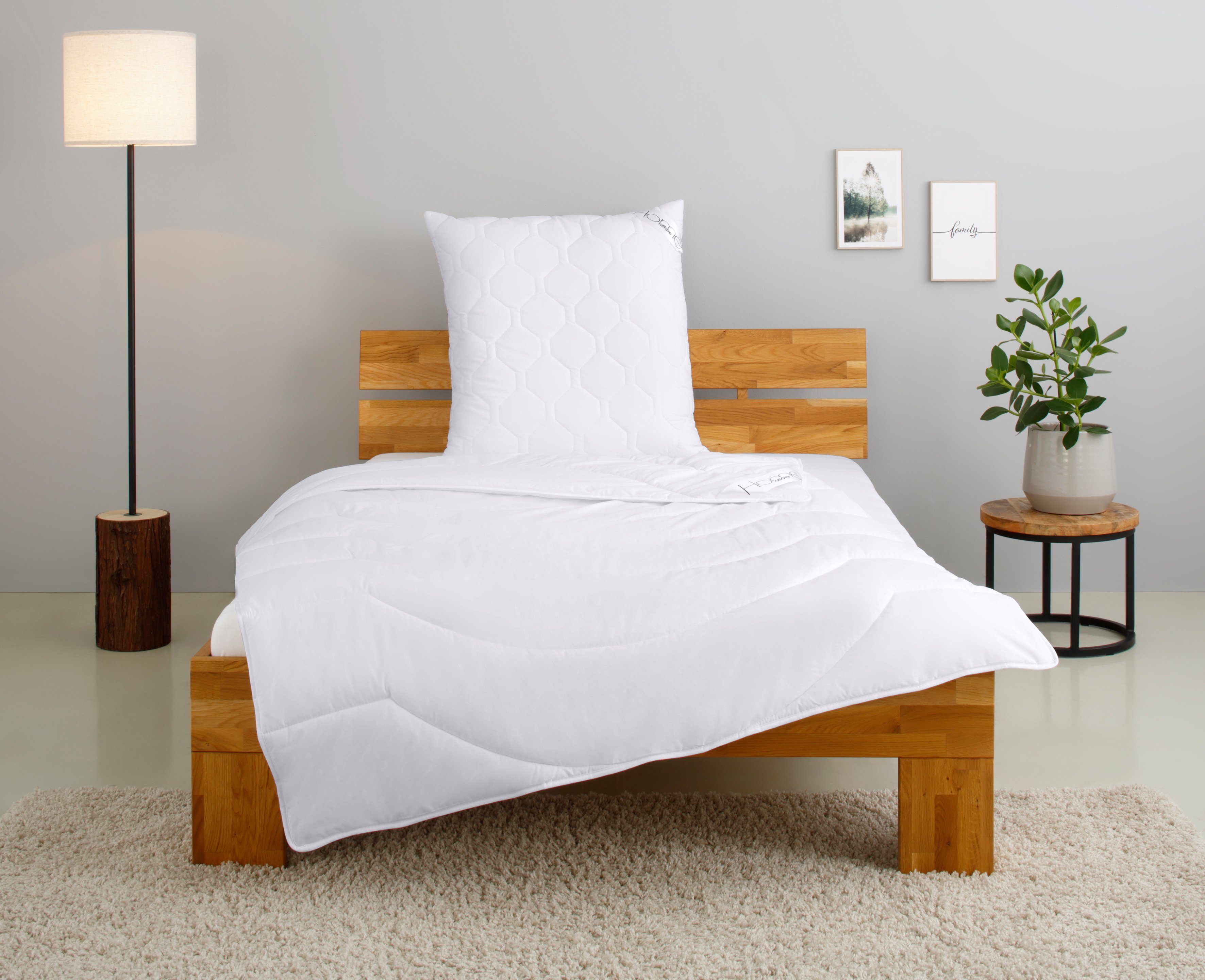 Microfaserbettdecke + Kopfkissen, Liesing, Home affaire, Bezug: Baumwoll-Perkal, Füllung 60% Tencel