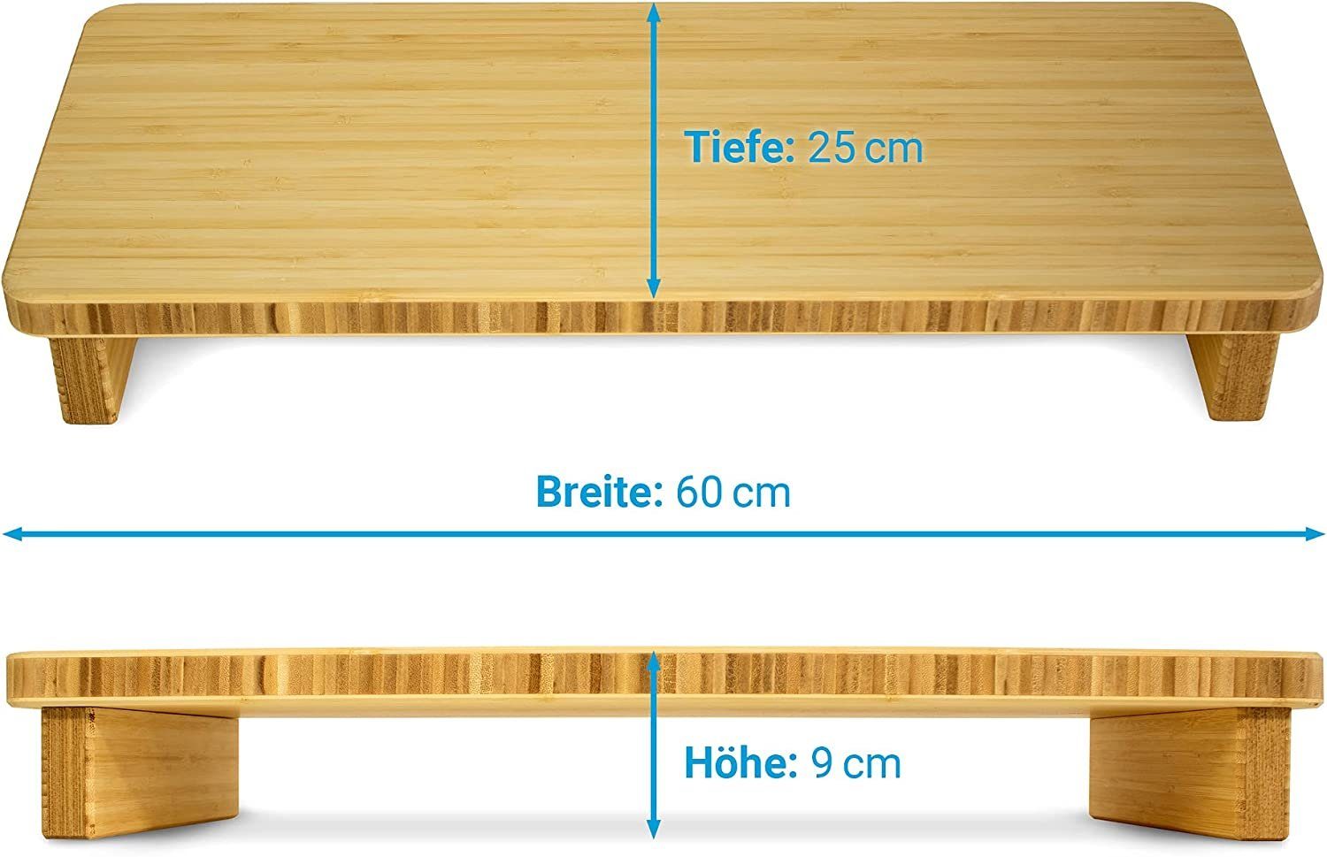 Ergotopia Schrankaufsatz Bambus Echtholz Monitorständer Monitorerhöhung Schreibtischaufsatz Monitoraufsatz Bildschirm Aufsatz Ständer PC Tisch Regal TV Monitor Erhöhung, Bambus Echtholz - nachhaltiges & umweltfreundliches Naturmaterial