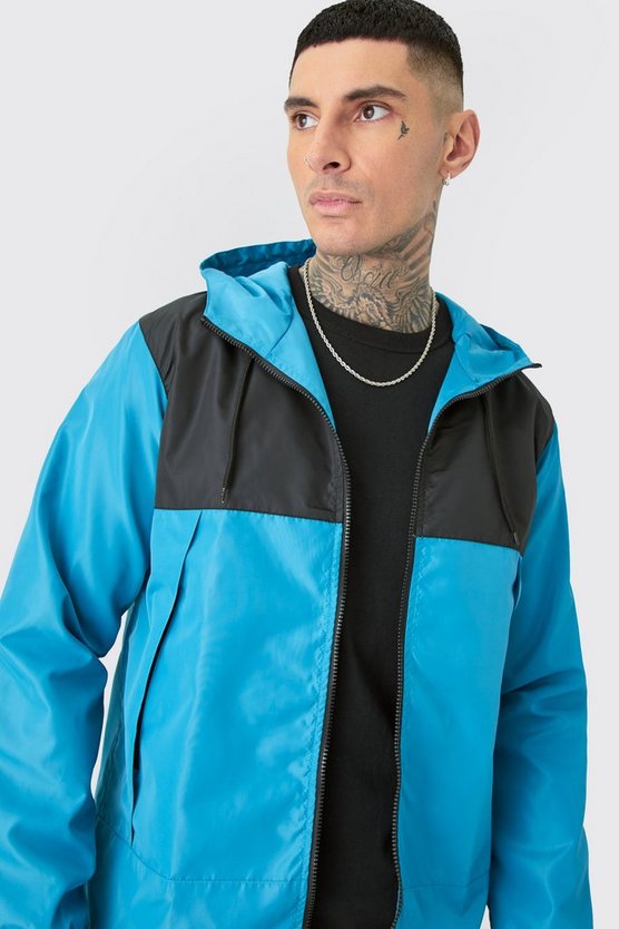 Tall Man Colorblock Windbreaker mit Kapuze