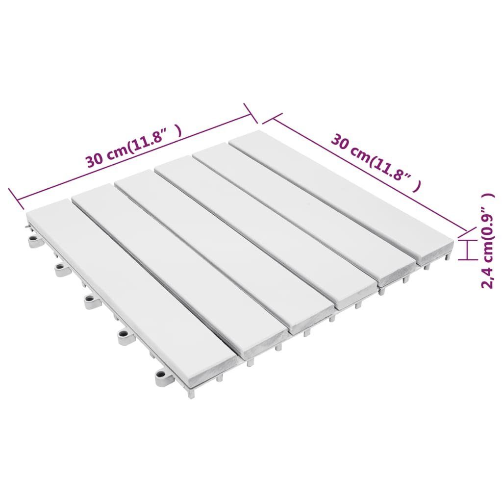 Teppichboden Terrassenfliesen 30 Stk. Weiß 30x30 cm Massivholz Akazie, vidaXL