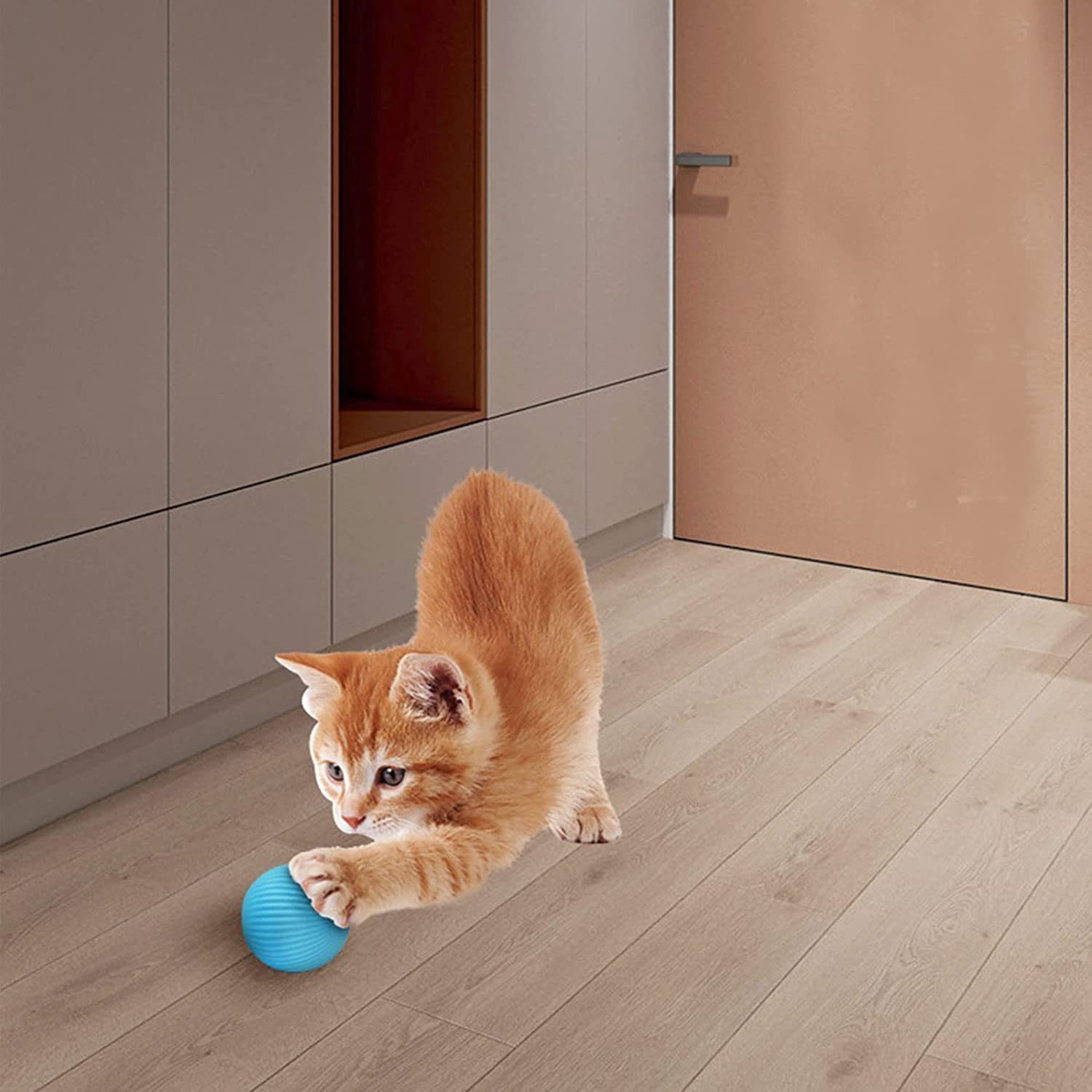 Tier-Intelligenzspielzeug Interaktives Katzenspielzeug Ball, Katzenball mit LED-Licht, USB Wiederaufladbares, 360° Selbstdrehender Elektrisch Ball für Katzen