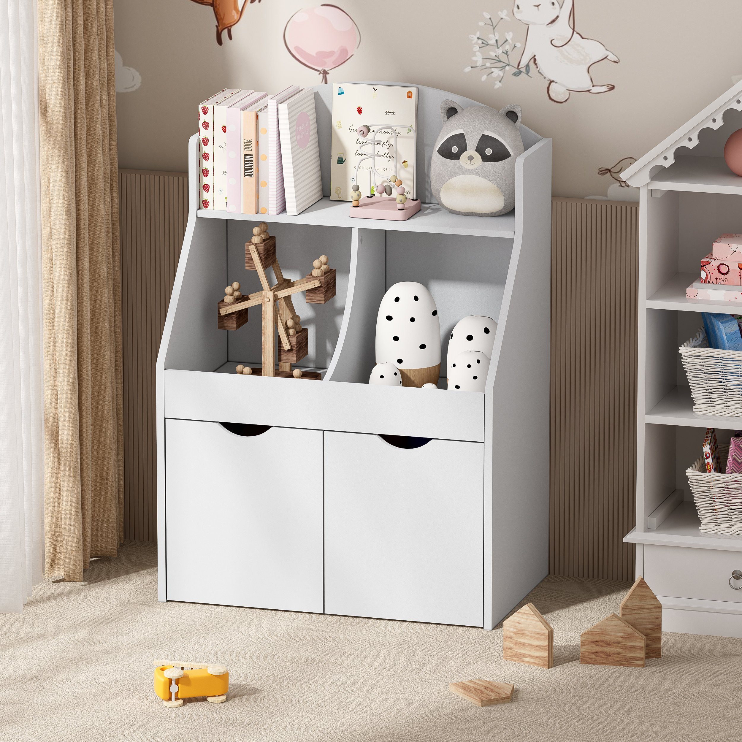 TWSOUL Stauraumschrank Kinderspind, Aufbewahrungsschrank für Kinderspielzeug 65*40*89CM(L*B*H), Premium-MDF