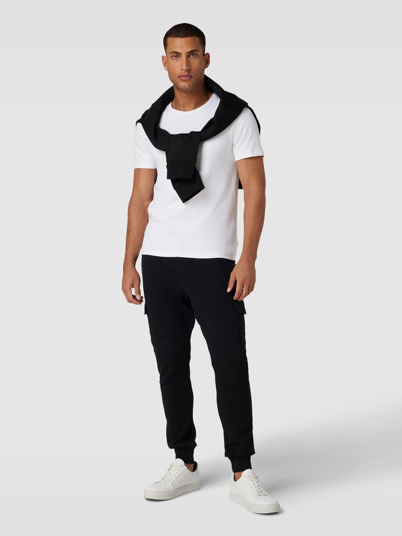T-Shirt mit Streifenmuster Modell 'PIMA' in weiß