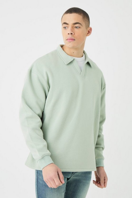 Oversized Revere Rugby Sweatshirt Polo