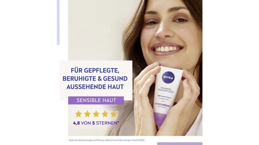 NIVEA Beruhigende Tagespflege 24h Feuchtigkeit Sensible Haut LSF15 50 ml