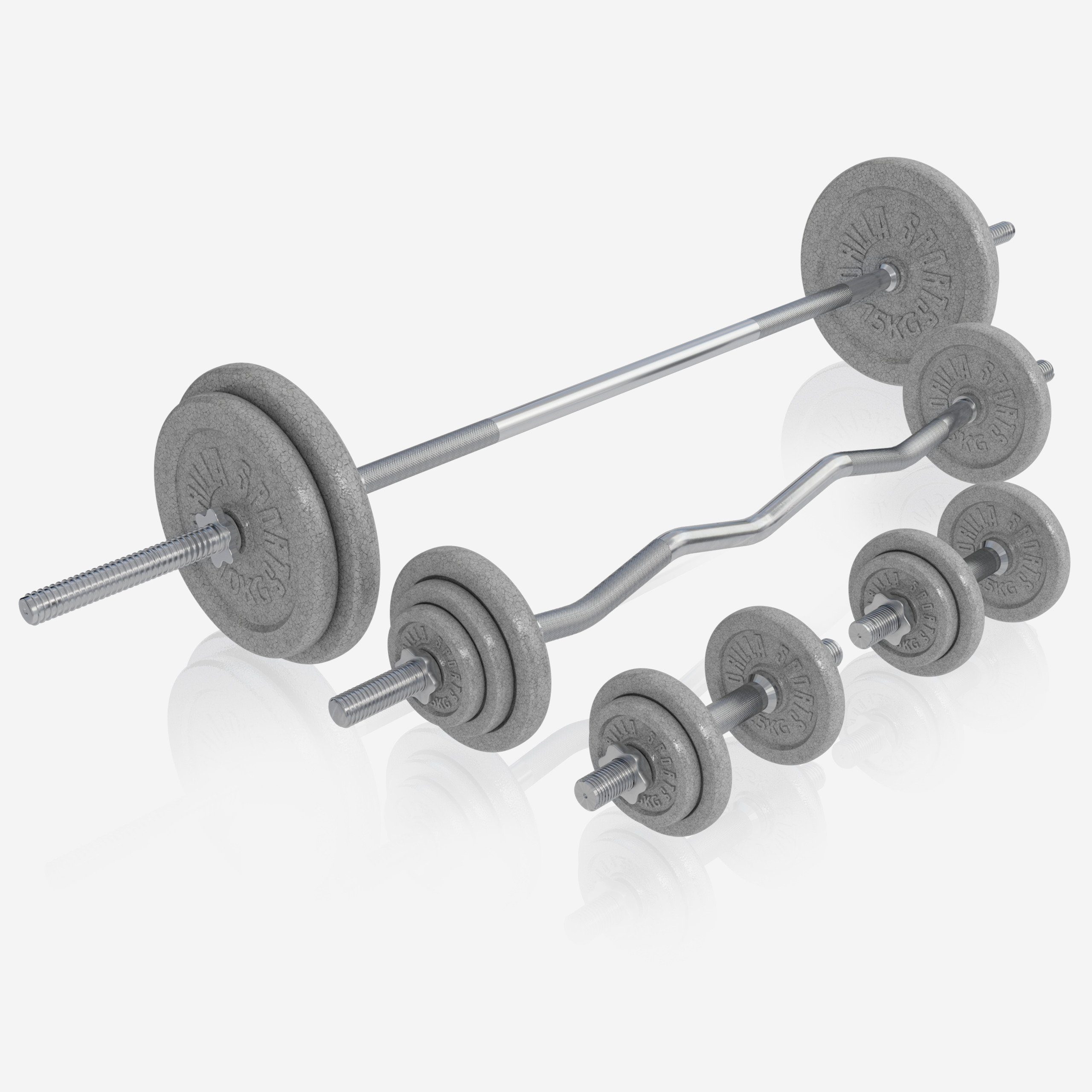 GORILLA SPORTS Kraftstation Multifunktion Hantelbank, inkl. Hantelset mit 108 kg Gewichten