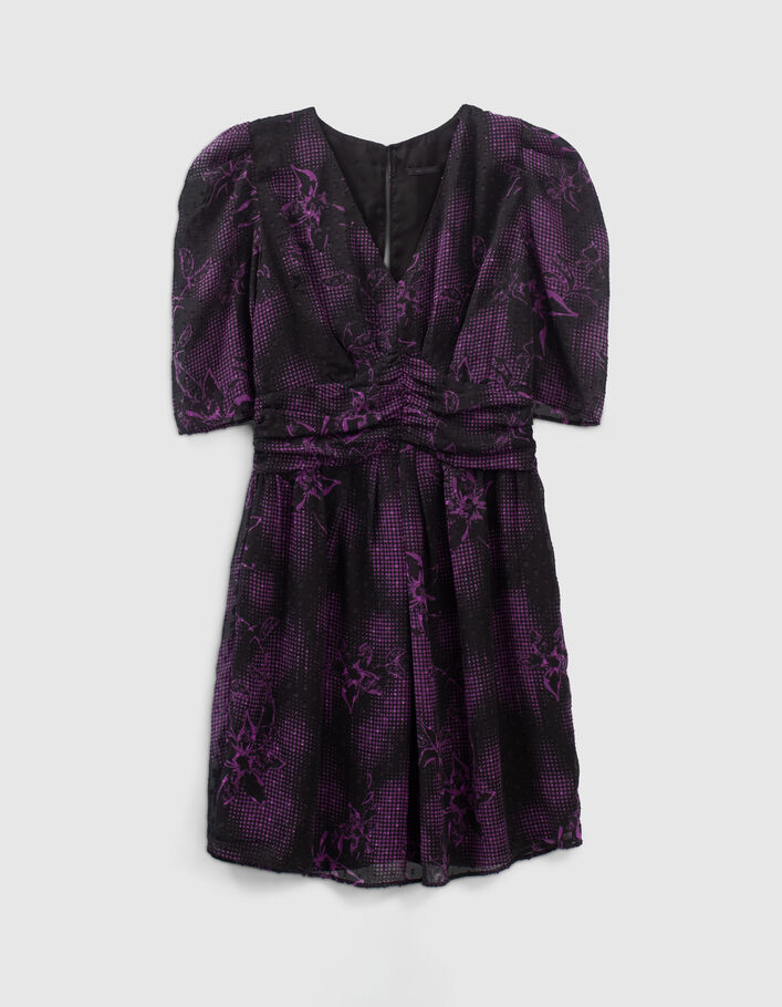 Robe courte noire imprimé dandy flower Femme