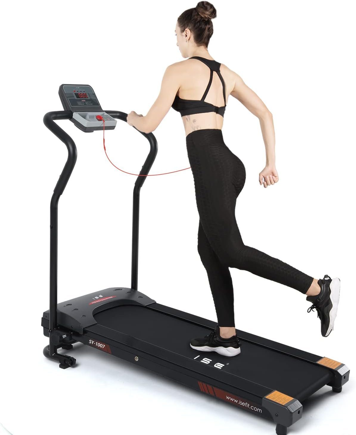 ISE Laufband (LCD Display&Bluetooth APP, verstellbar Programmen, SY-1007), klappbar für zuhause, 750W Motor für Lauftraining mit LCD Display
