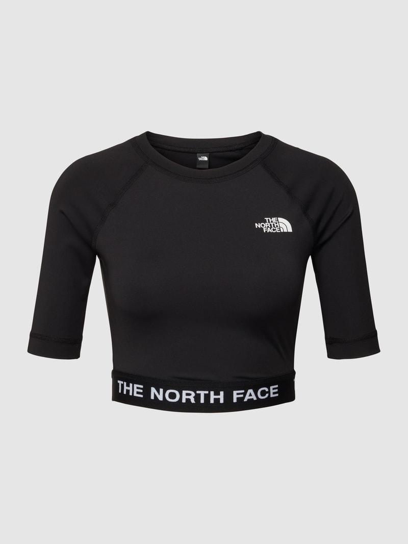 Cropped T-Shirt mit 1/2-Ärmeln in schwarz