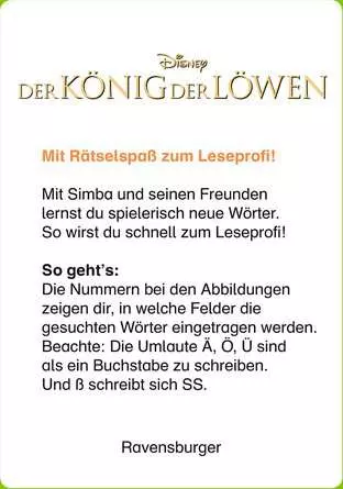 Disney Der König der Löwen: Kreuzworträtsel zum Lesenlernen