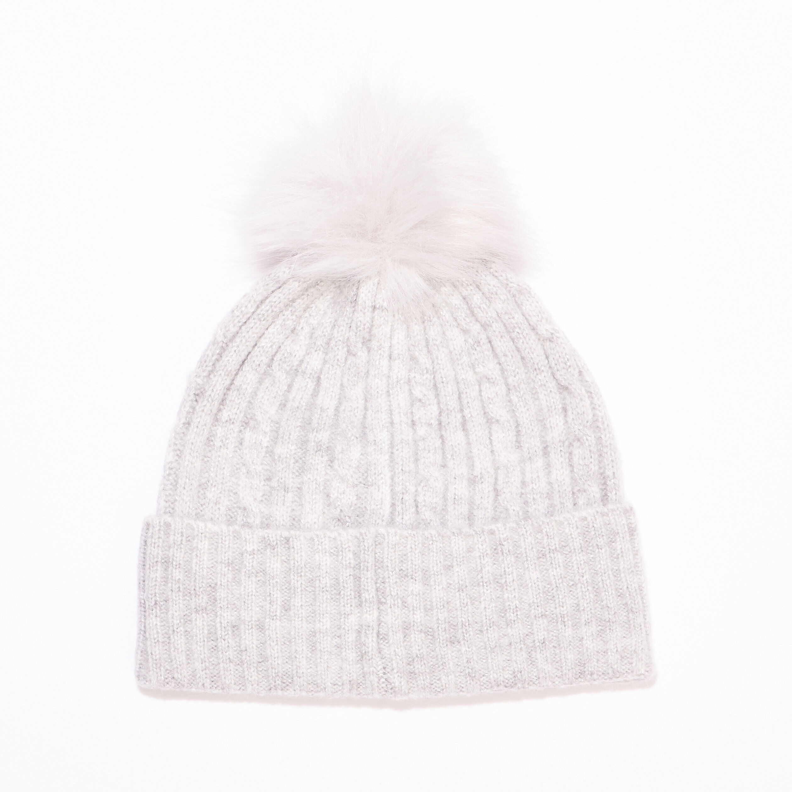 Bonnet avec pompon gris clair femme | Cache Cache