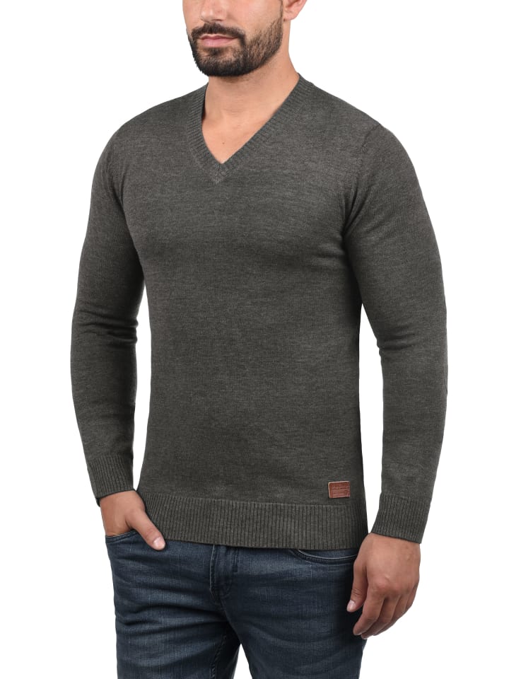 BLEND Strickpullover BHLasse 20703348ME Strickpulli mit aufgestickten Ellenbogenpatches in Grau günstig kaufen