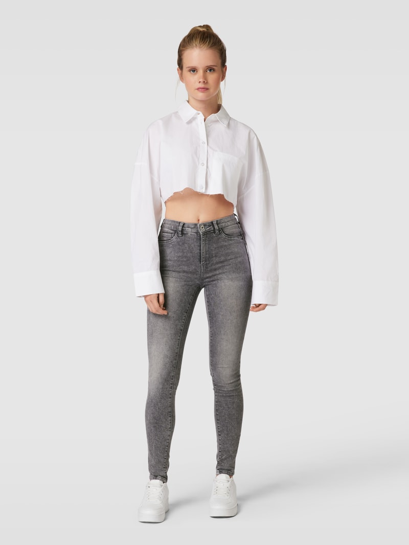 Skinny Fit Jeans mit Eingrifftaschen Modell 'ROSE' in mittelgrau