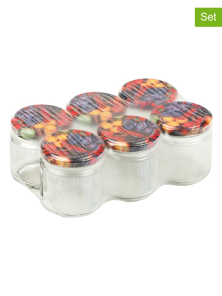 Chefware 6er-Set: Einmachgläser in Transparent/ Bunt - 210 ml günstig kaufen onesize