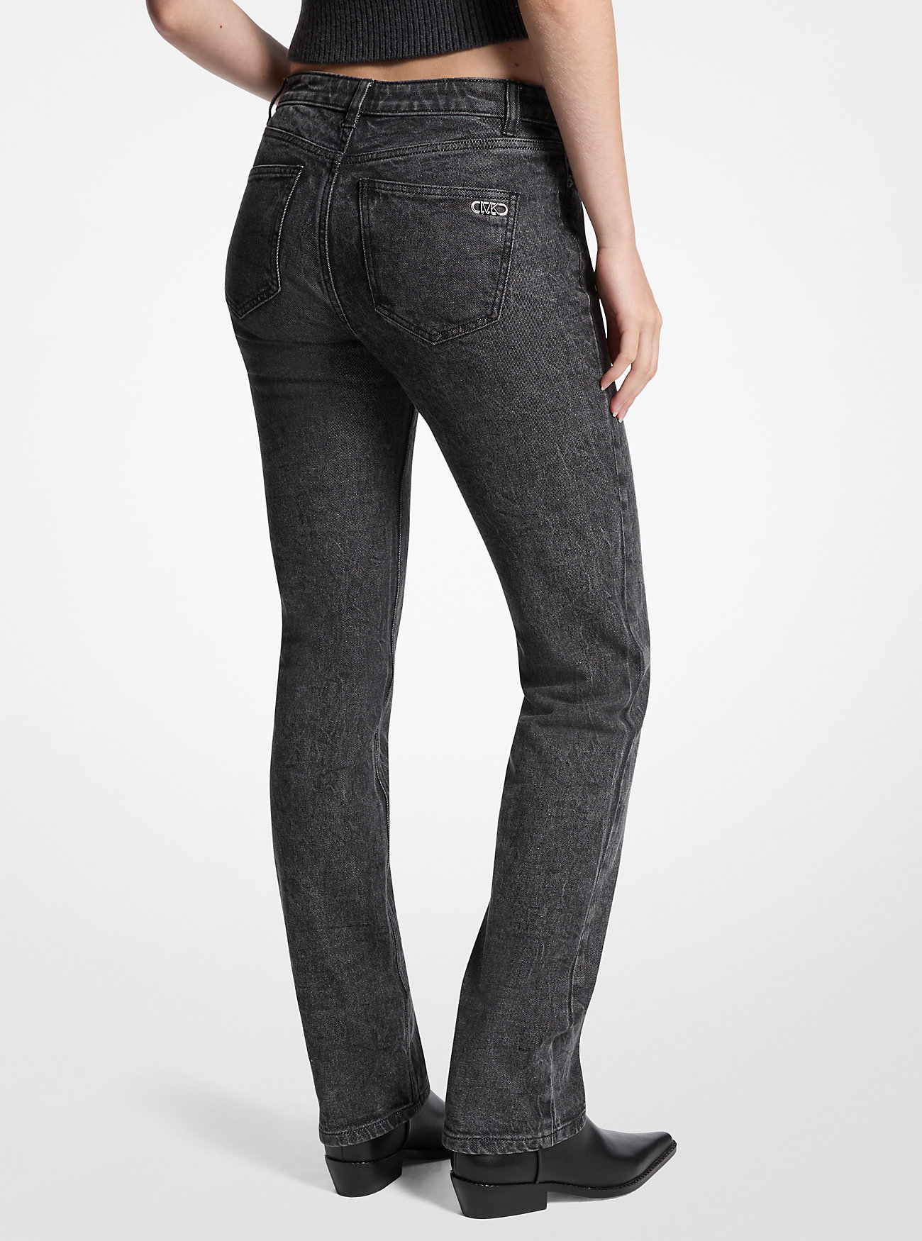 Stretch Denim Sigarett Jeans - CHARCOAL CRSH WASH