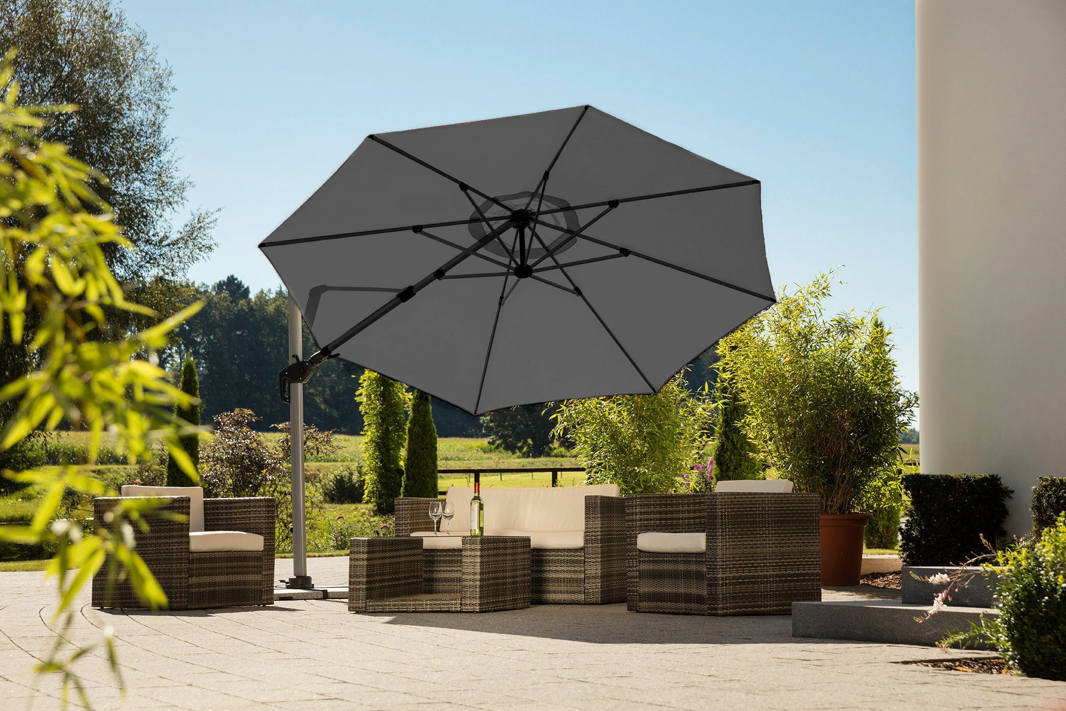 Schneider Schirme Ampelschirm Bermuda, LxB: 410x342 cm, mit Schirmständer, ohne Wegeplatten