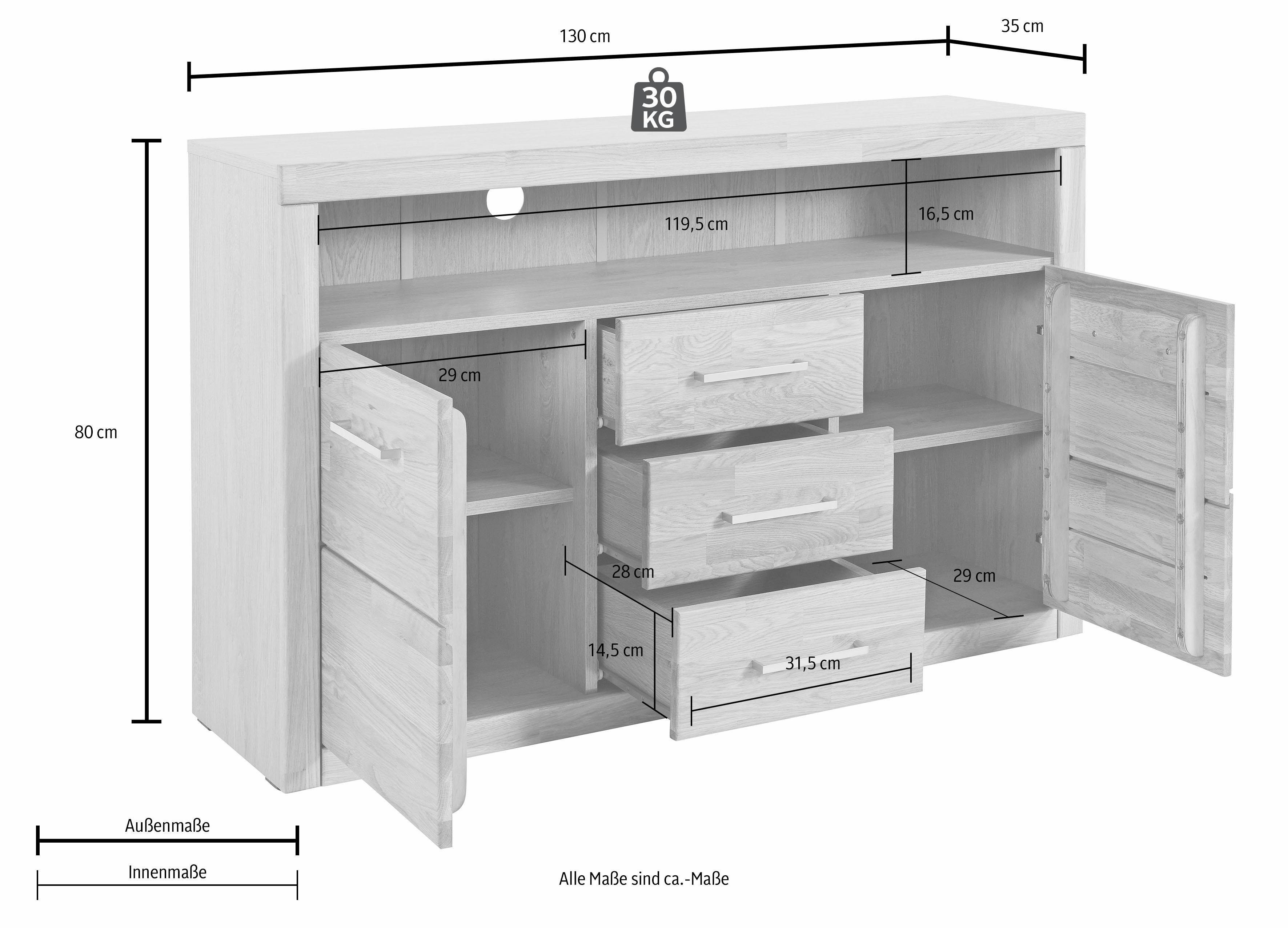 Woltra Sideboard Ribe, Breite 130 cm