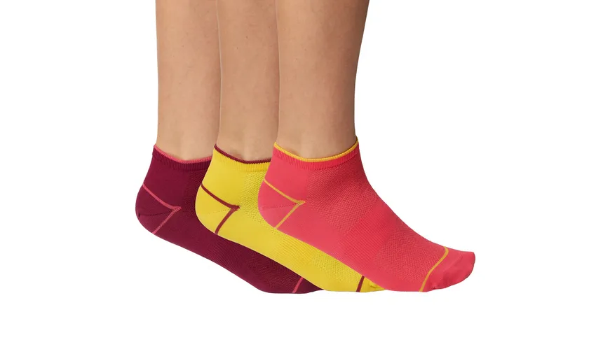 DIM Damen Sportsocken Sneaker Socken 3er Pack bordeaux jaune cyber