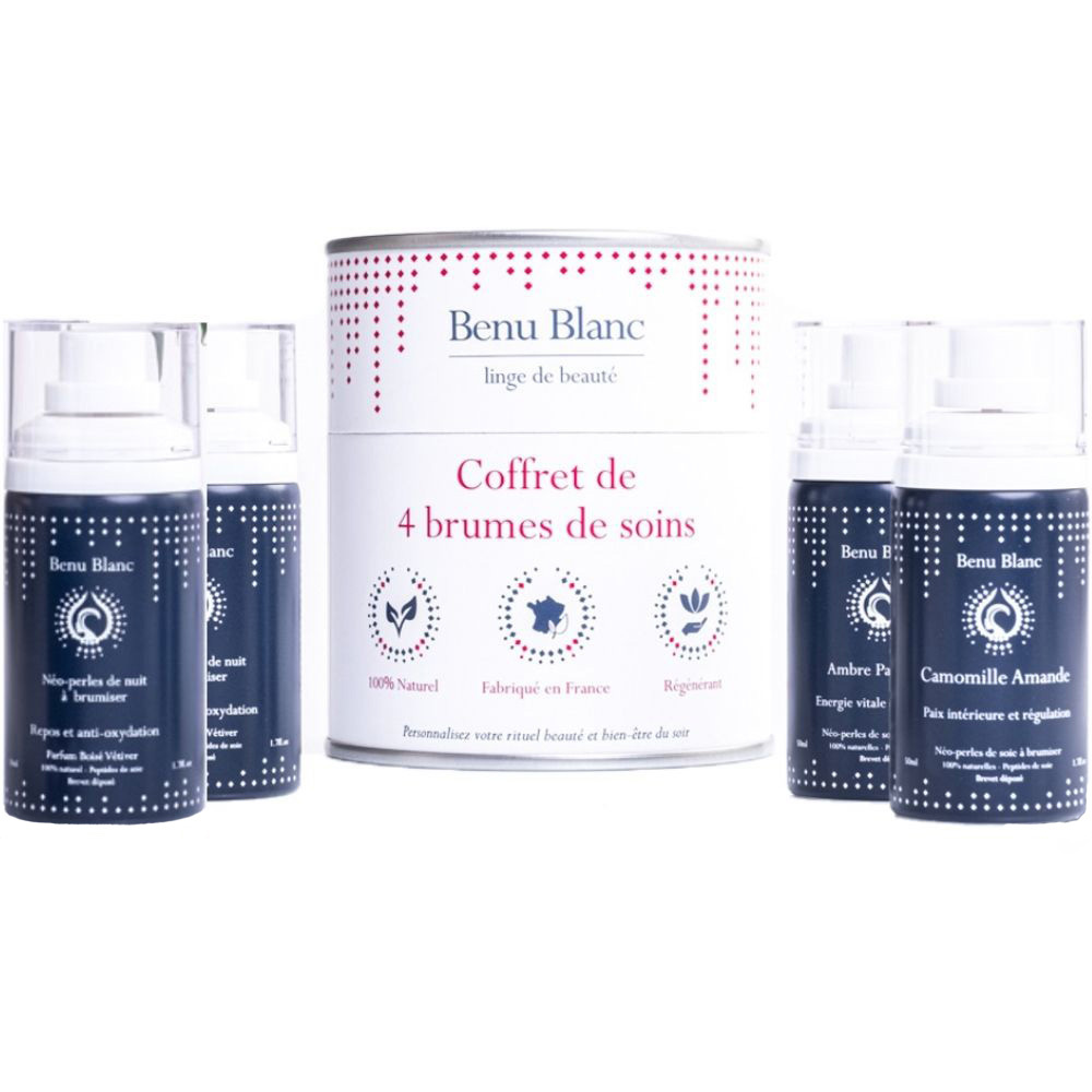 benu blanc Coffret 4 brumes de soins 4 Brumes de soins 100% naturelles à vaporiser sur l'oreiller