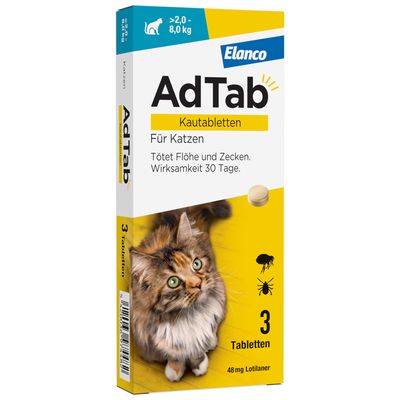 AdTab Kautabletten für Katzen, von 2 bis 8 kg