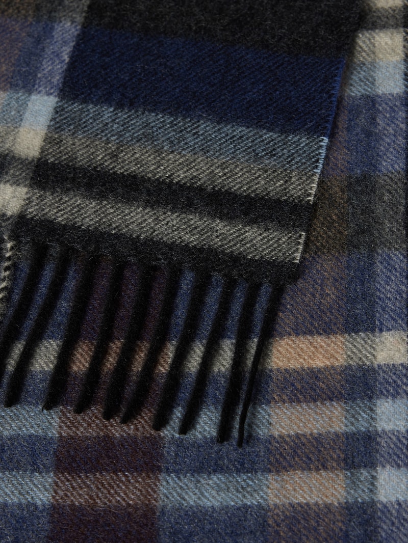 Schal mit Tartan-Karo in marineblau