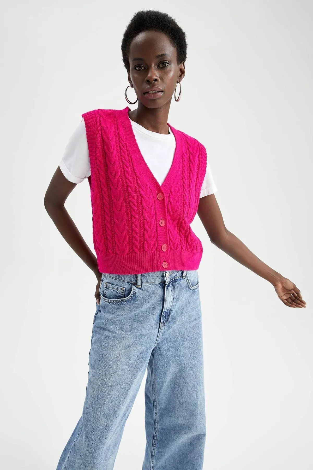 DeFacto  Strickweste - Rosa - Oversized