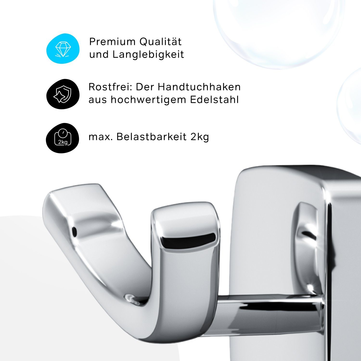 AM.PM Wandhaken Gem, Badezimmer, Küche, Dusche, (Ein Doppelhaken / Hakensatz), besteht aus hochwertigem Stahl, der Rost und Korrosion widersteht