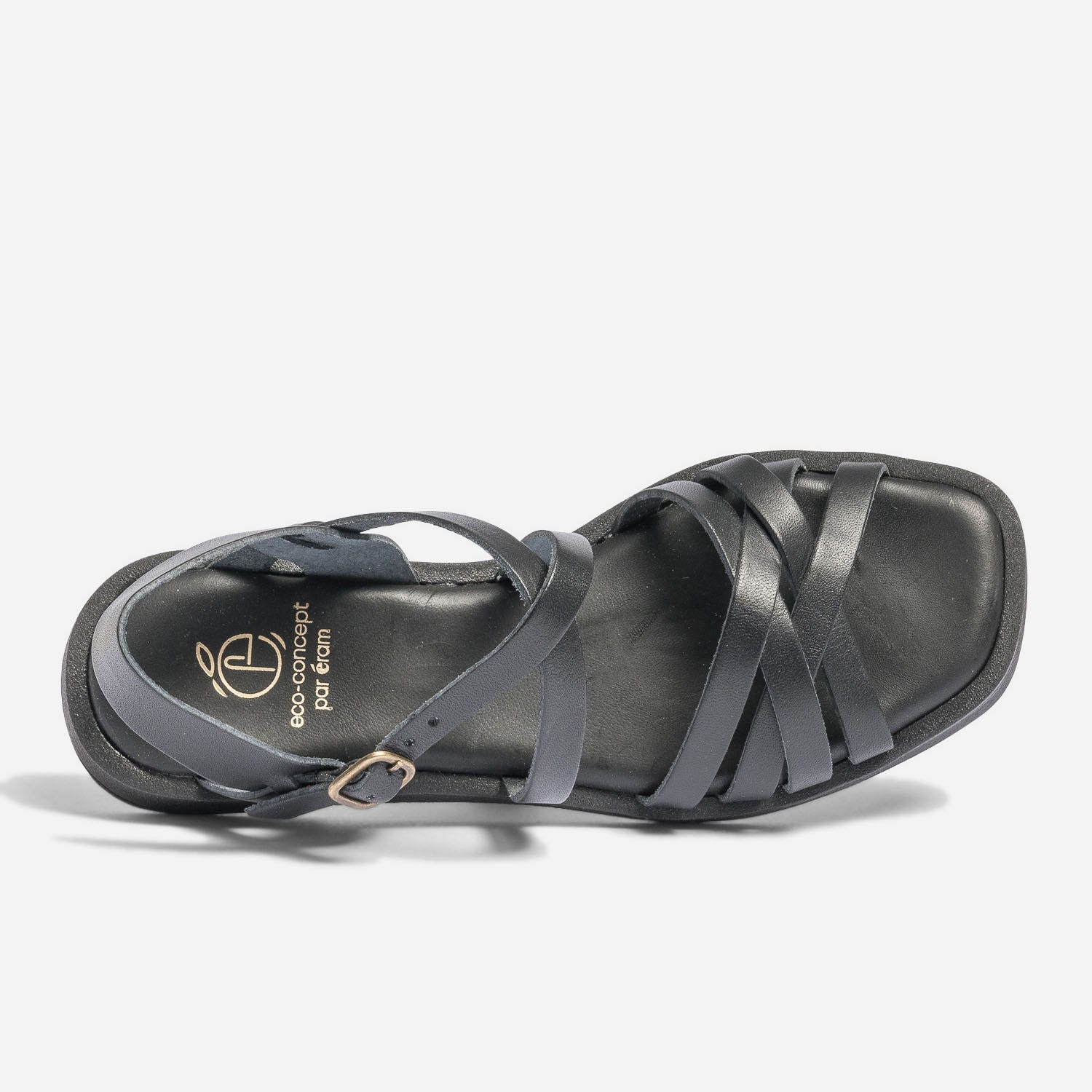 Sandale noire en cuir éco-conçue