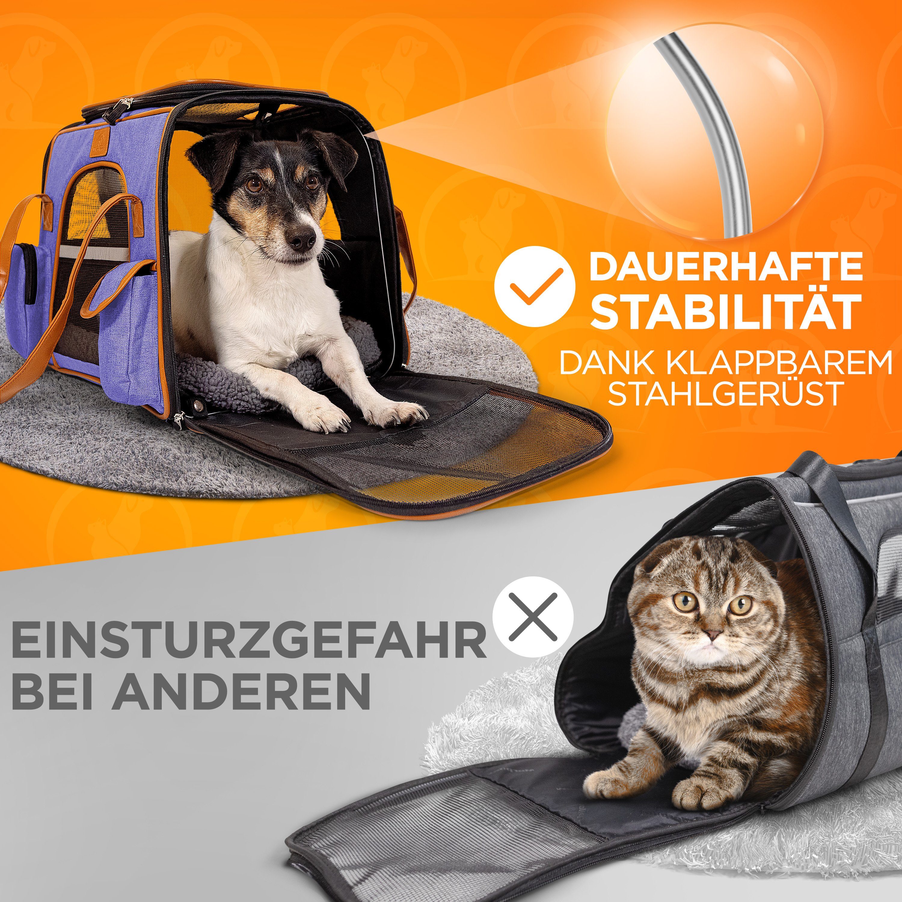Tierhood Tiertransporttasche Faltbare Tragetasche für Hund & Katze Hundetasche - Katzentasche