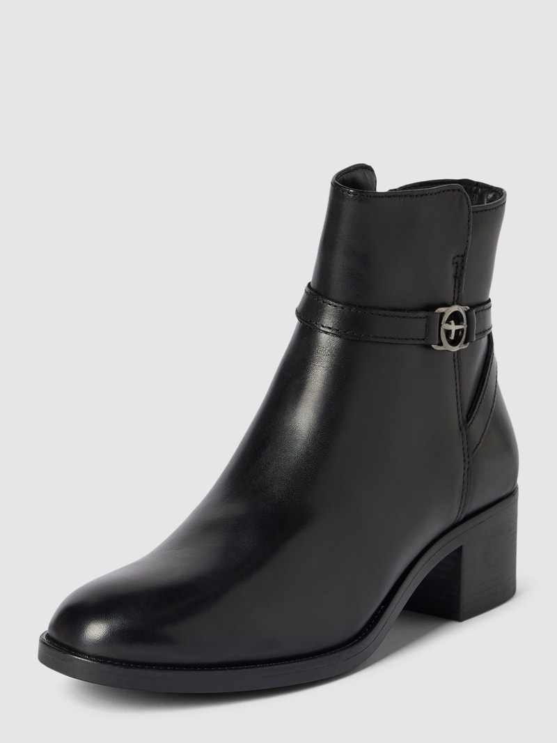 Stiefeletten aus Leder mit Label-Detail in schwarz