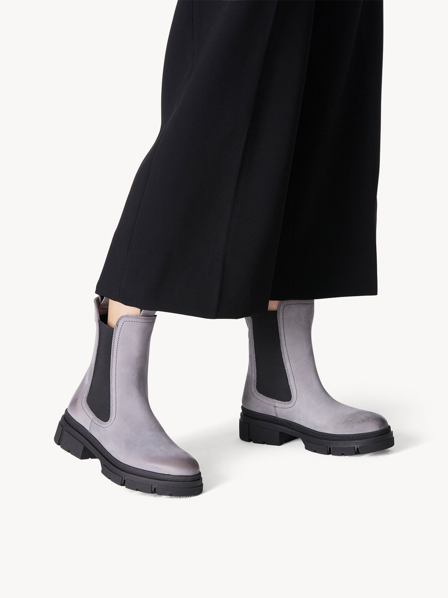 Bottine Chelsea en cuir - gris