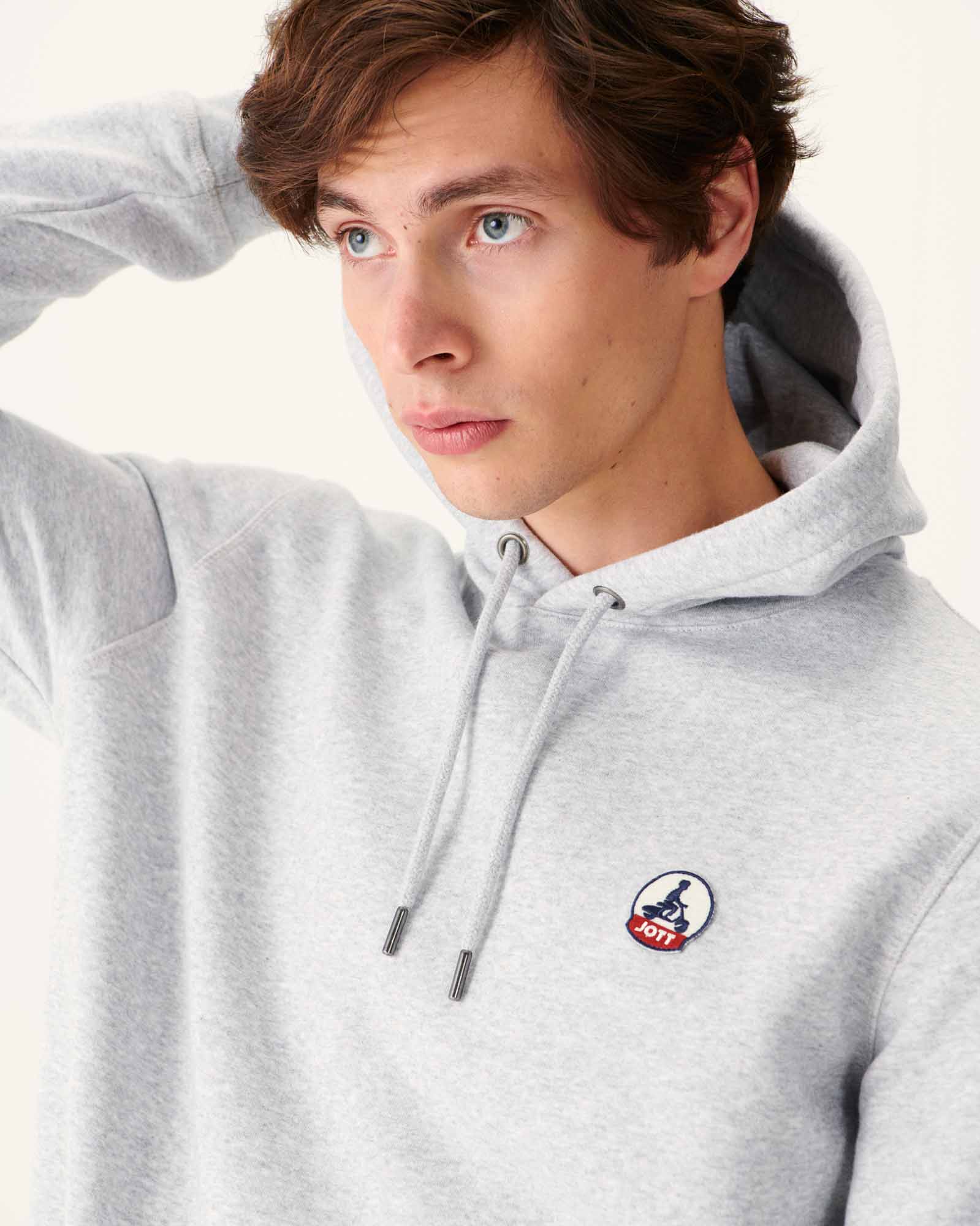 Sweat à capuche homme en coton biologique Gris chiné Mataro