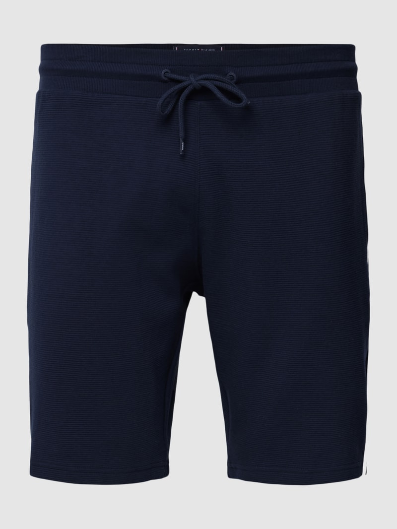 PLUS SIZE Sweatshorts mit Label-Stitching in marineblau