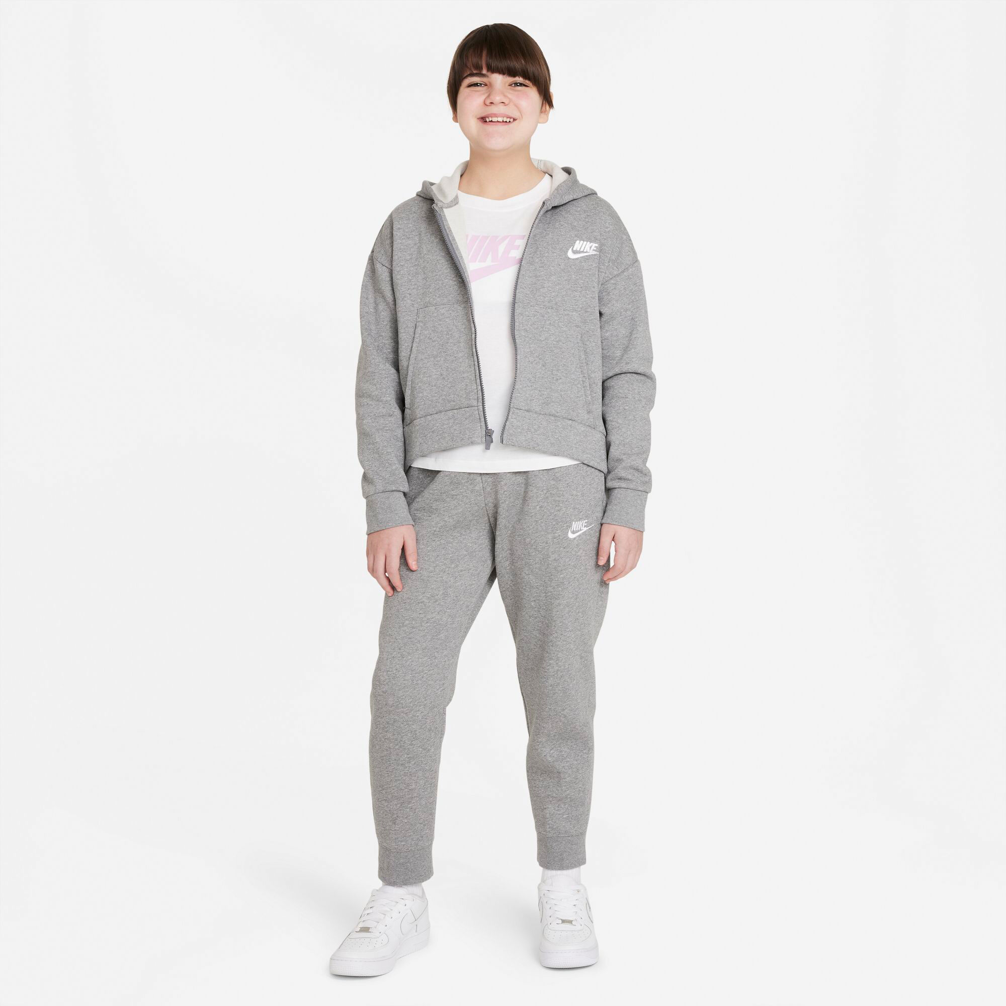Sportswear Club Fleece Sweatjacke Mädchen - Grau, Weiß