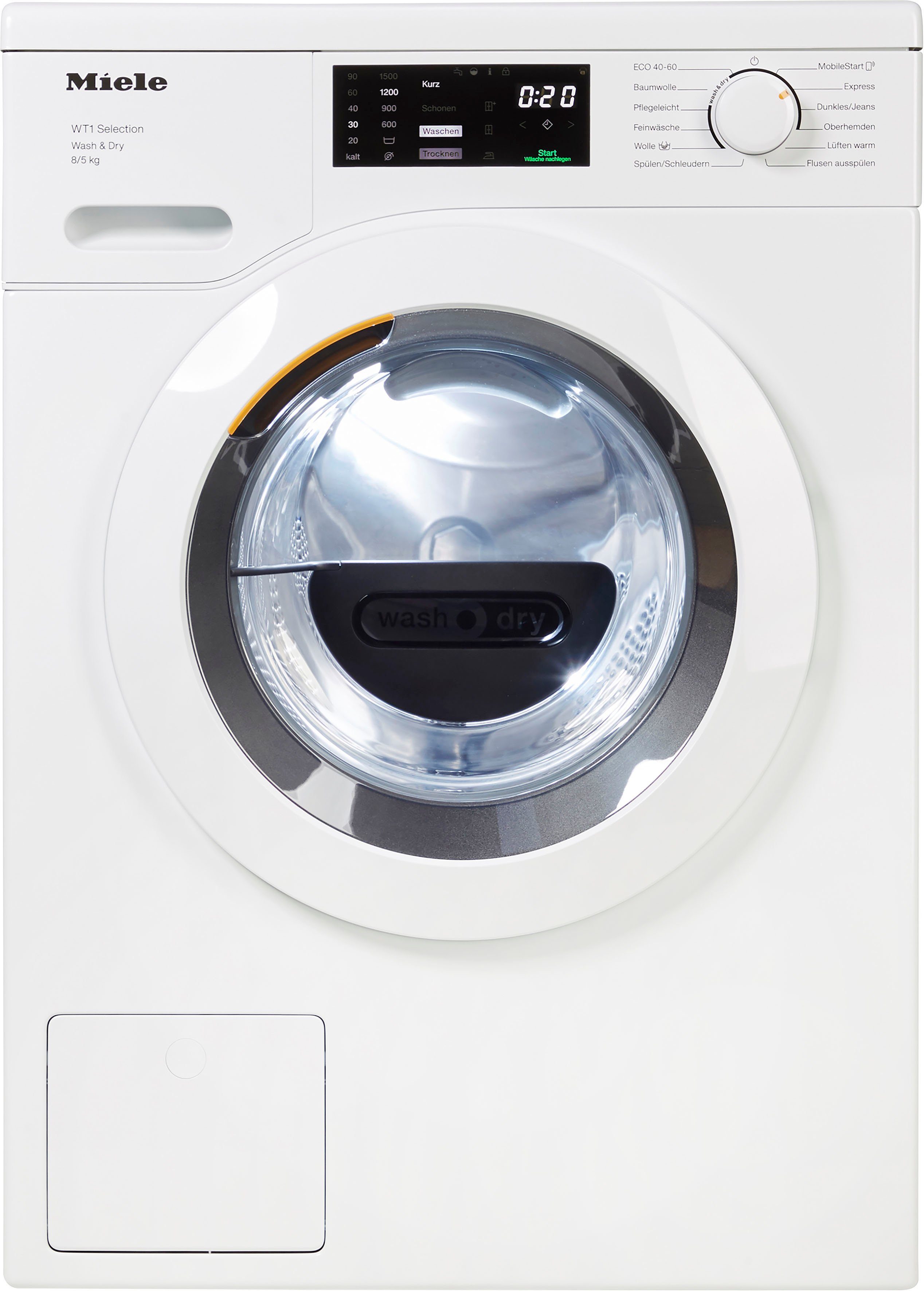 Miele Waschtrockner WTD163 WCS, 8 kg, 5 kg, 1500 U/min, unterbaufähig, PerfectDry für punktgenaue Trockenergebnisse